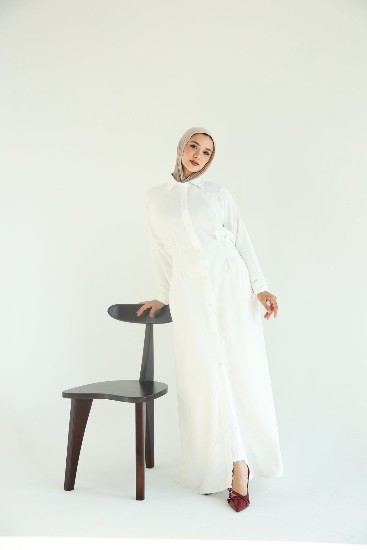 Wateen Shirt Dress in white