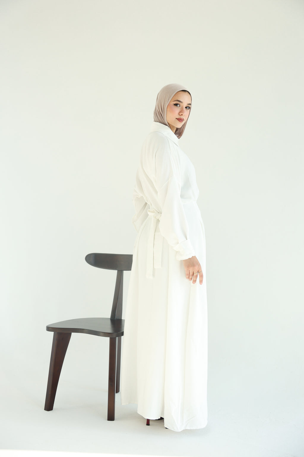Wateen Shirt Dress in white