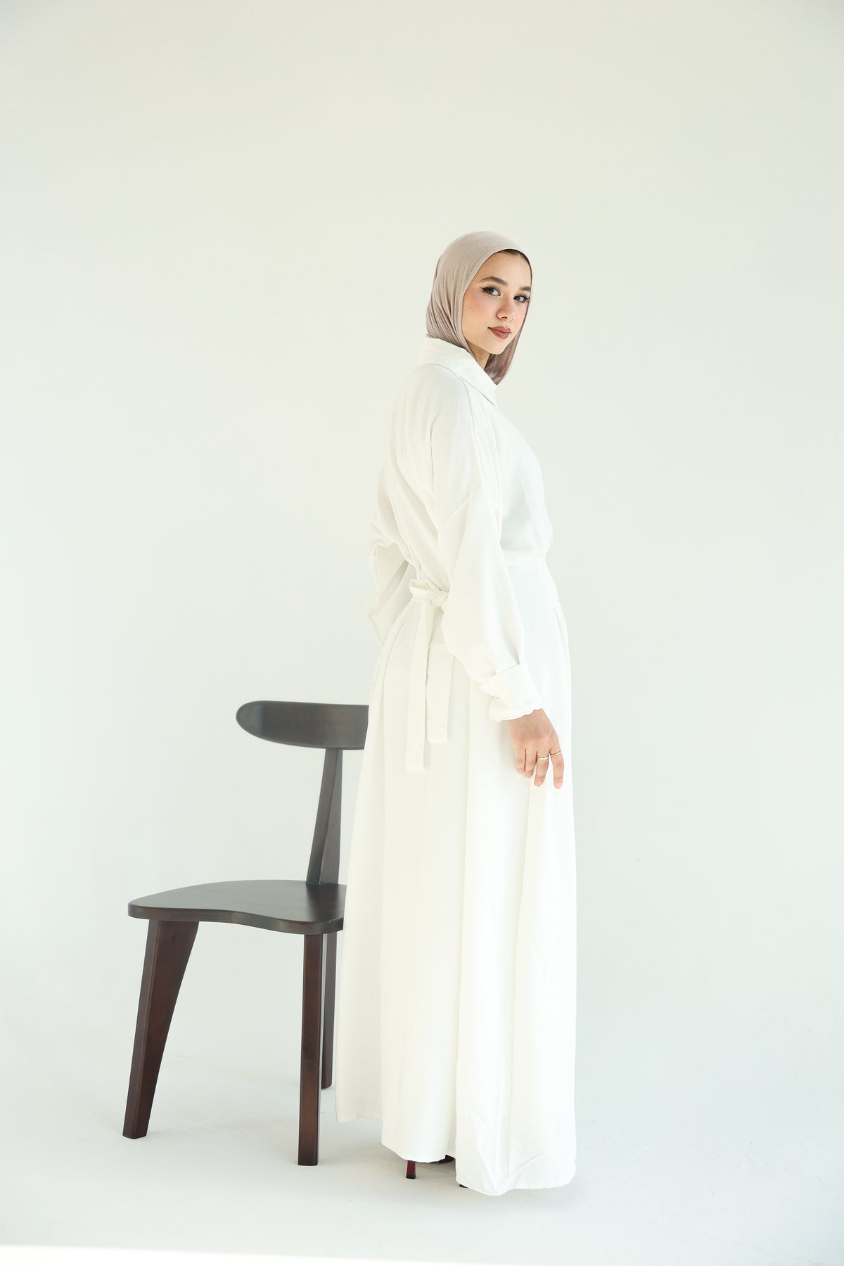 Wateen Shirt Dress in white