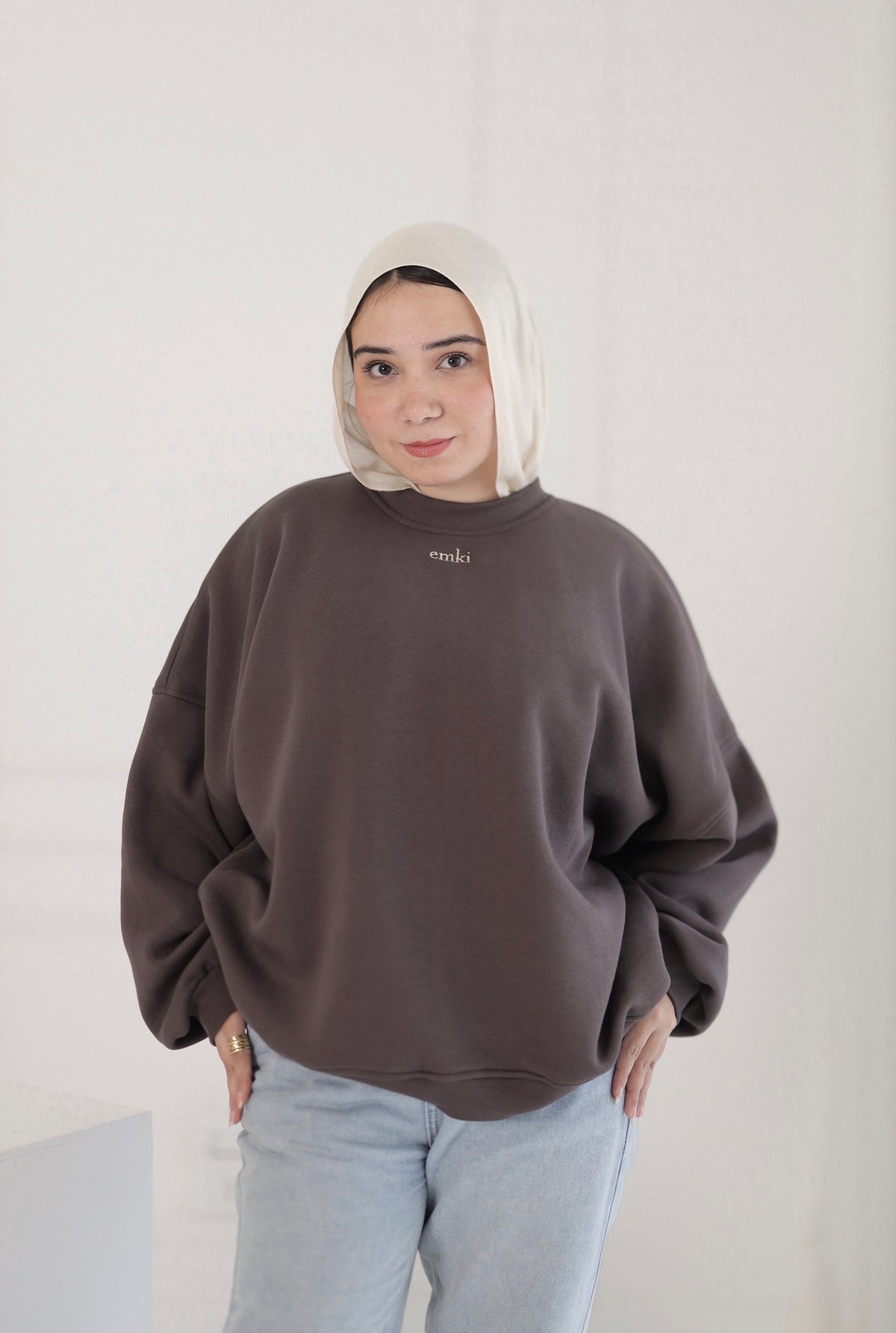 The Emki Classic Oversized Hoodie in brown