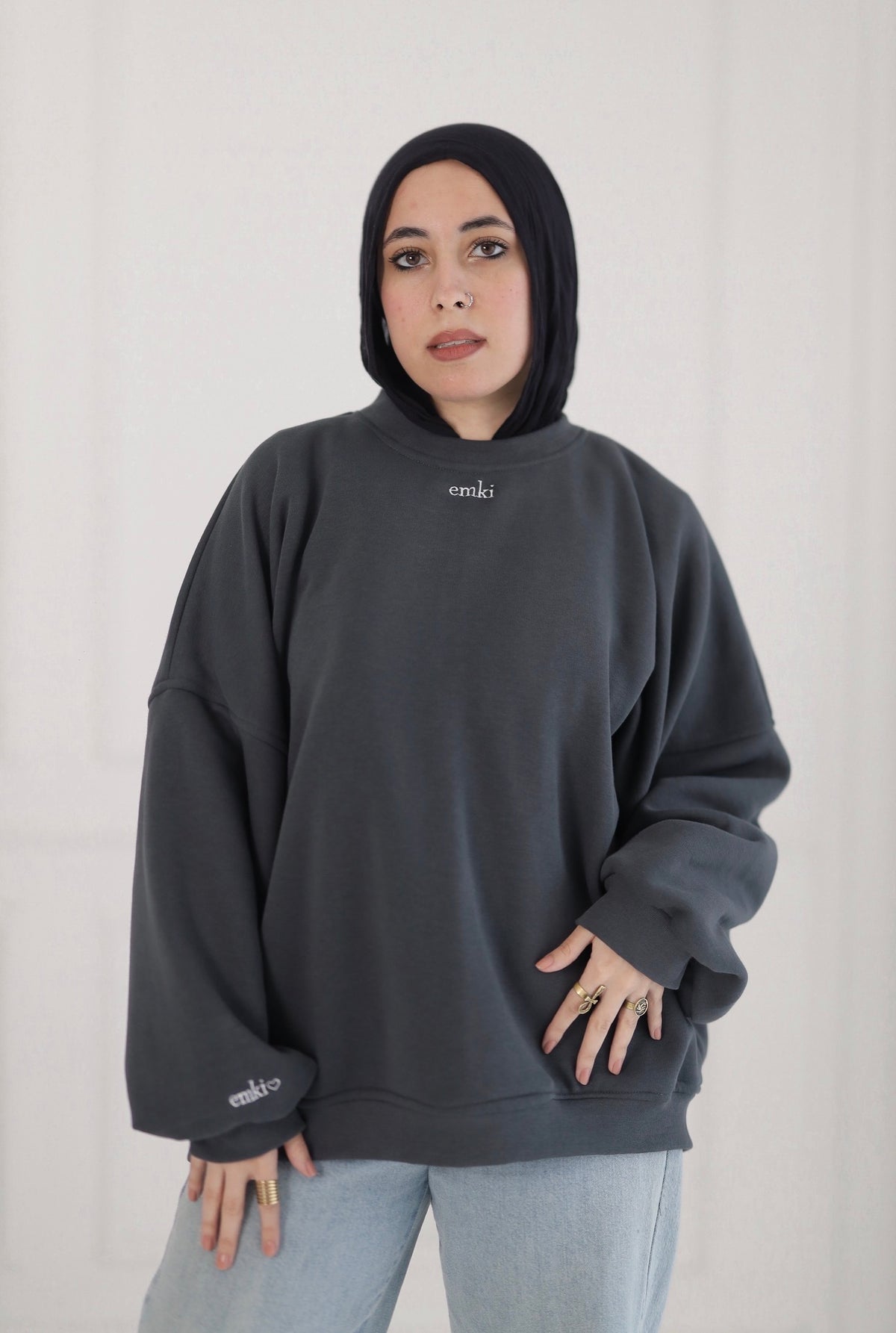 The Emki Classic Oversized Hoodie in grey