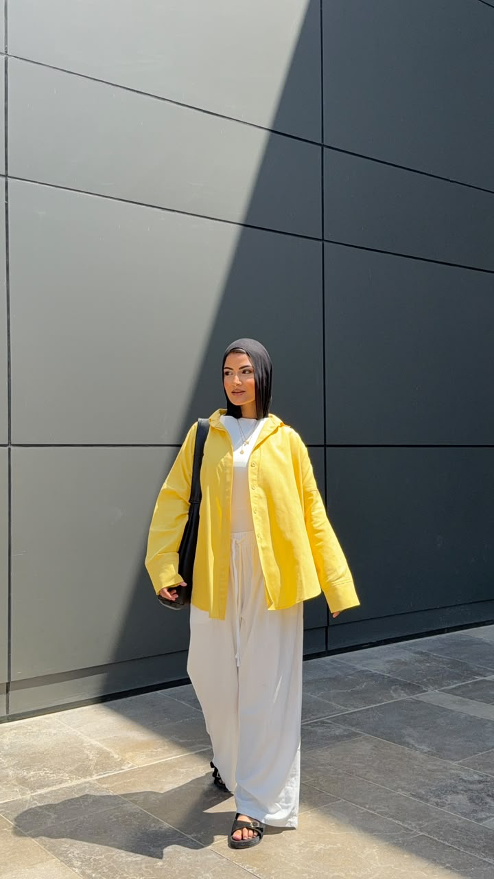 Oversized linen shirt - Yellow front
