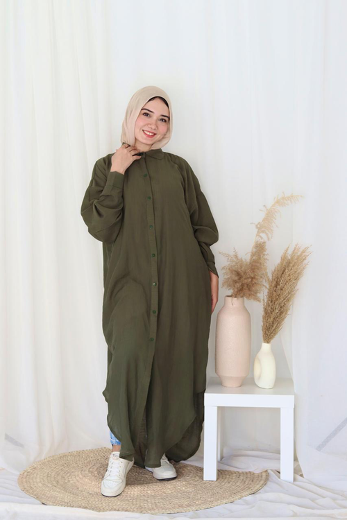 Long Shirt - Olive Green - view 2
