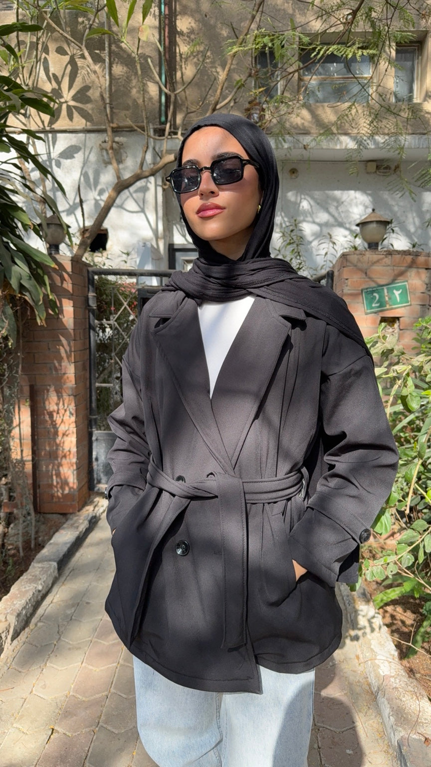 Classic Trench Coat - Black front