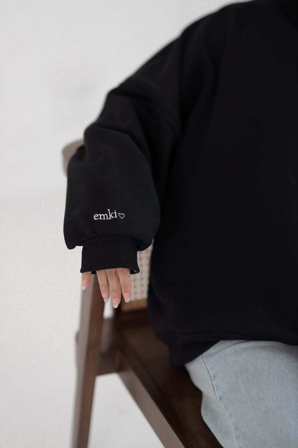 emki cotton hoodie black detail